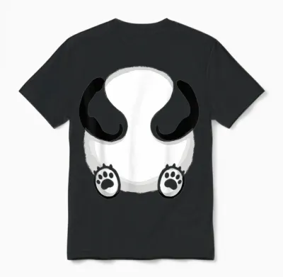 Panda Costume Face Funny Carnival Panda Bear Mask Unisex T-Shirt - Black