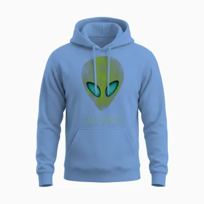 Alien Funny Humans Aren't Real Cute Ufo Gift Unisex Hoodie - Carolina Blue