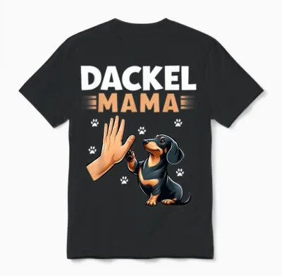 Dackel Mama Rauhaardackel Teckel Hund Lustiges Motiv Unisex T-Shirt - Black