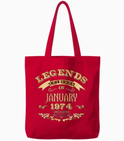 Legends Are Born in January 1974 Tote Bags - Red