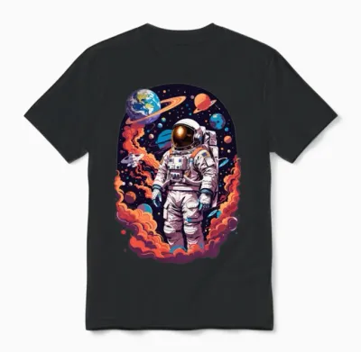 Fanny Astronaut in Galaxy Design Unisex T-Shirt - Black