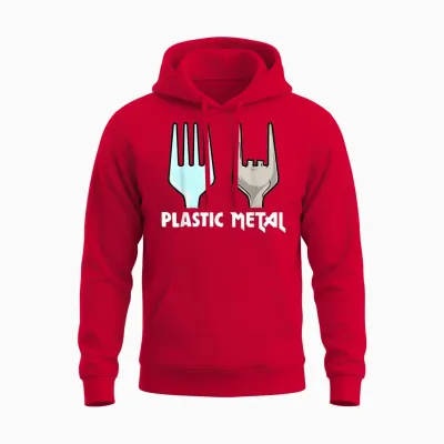 Plastic Fork Metal Funny Heavy Metal Music Metalhead Humor T-Shirt, Black, S Unisex Hoodie - Red