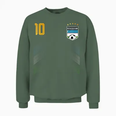 Retro Uzbekistan Flag Uzbekistani Pride Lovers Unisex Sweatshirt - Military Green