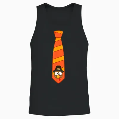 Funny Thanksgiving Tie with Turkey for Family Dinner Unisex Tank Top - Black