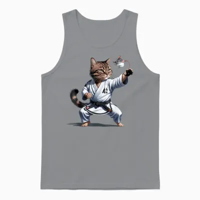 Kampfsport Katze Karate Schwarzer Gürtel Lustiger Kämpfer Unisex Tank Top - Sport Grey
