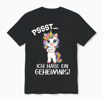 Ich Habe Ein Geheimnis Ich Werde Große Schwester Einhorn Unisex T-Shirt - Black