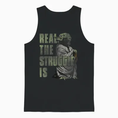 Star Wars Yoda Real the Struggle Is Graphic Unisex Tank Top - Black