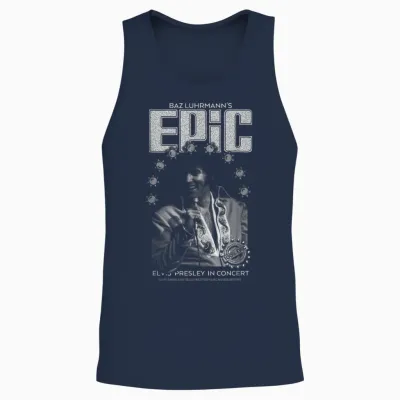 Elvis Presley Epic Black and White Portrait Unisex Tank Top - Navy