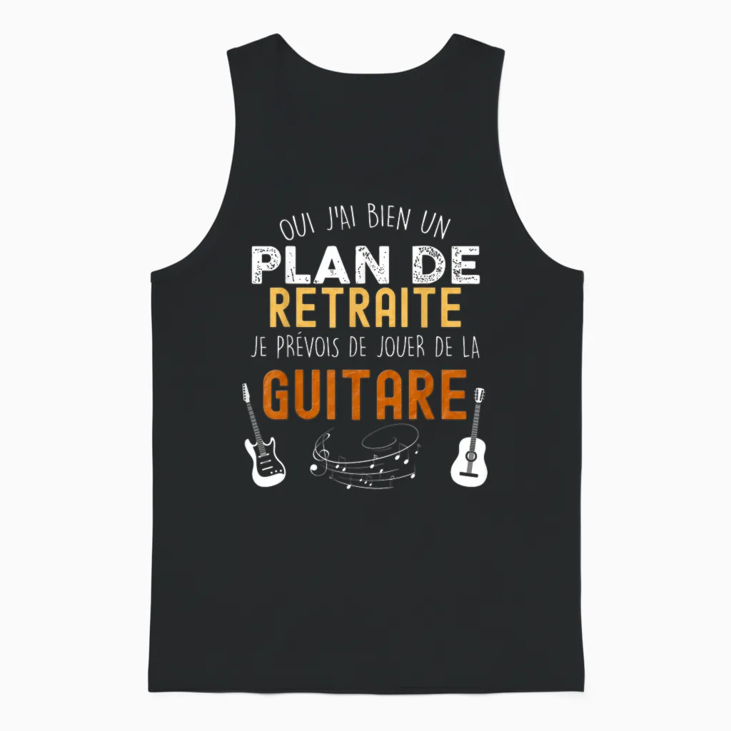 Plan De Retraite Guitare Humour Musique Pot Départ Collègue Unisex Tank Top in Black