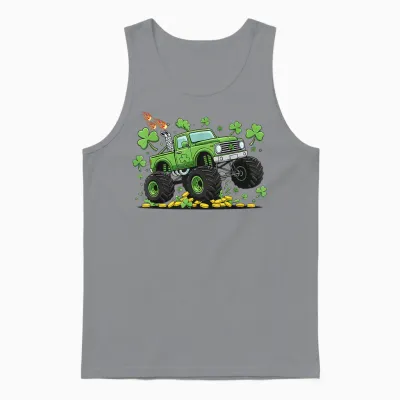 Lucky Monster Truck Shenanigans for Boys St Patricks Day Unisex Tank Top - Sport Grey