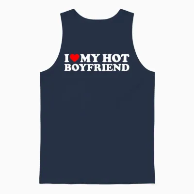 I Love My Hot Boyfriend Unisex Tank Top - Navy