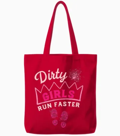 Mud Run Damen Dirty Girls Run Faster Running Gone Muddy Pink Tote Bags - Red