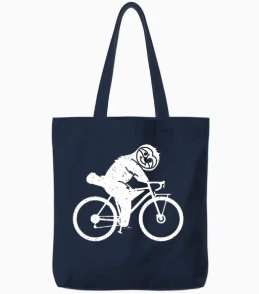 Gravel Bike Bikepacking Sloth Funny Bikepacking Sl Tote Bags in Navy
