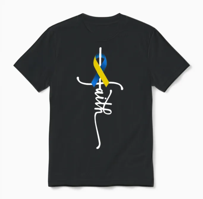 Down Syndrome Faith Down Syndrome Awareness Gifts Unisex T-Shirt in Black