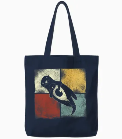 Otter Retro Vintage Tote Bags - Navy