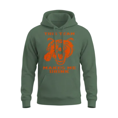 Bears This Team Makes Me Drink Unisex Hoodie - Military Green