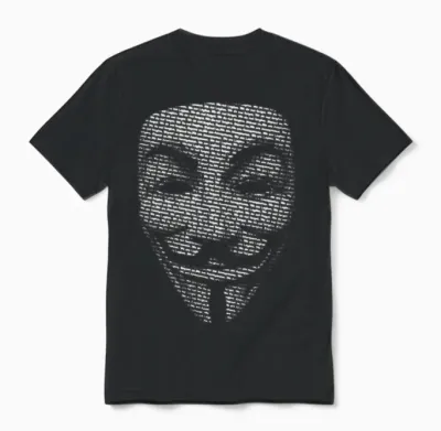 V for Vendetta Mask Guy Fawkes Unisex T-Shirt - Black