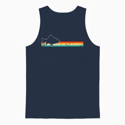 Fish Retro Unisex Tank Top - Navy