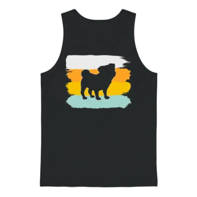Pug Retro Unisex Tank Top - Black