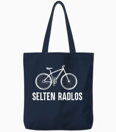 Rare Radlos Bicycle Cycling Road Bike E-Bike Mountain Bike T-Shirt, Black Tote Bags - Navy