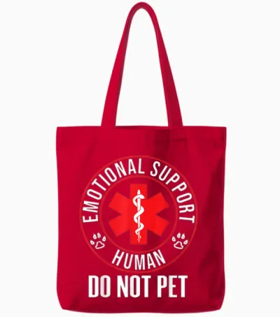 Emotional Support Human Do Not Pet - Service Dog Love Humor Tote Bags - Red
