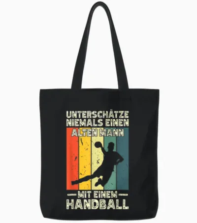Männer Handballer Einen Alten Mann Mit Einem Handball Tote Bags - Black