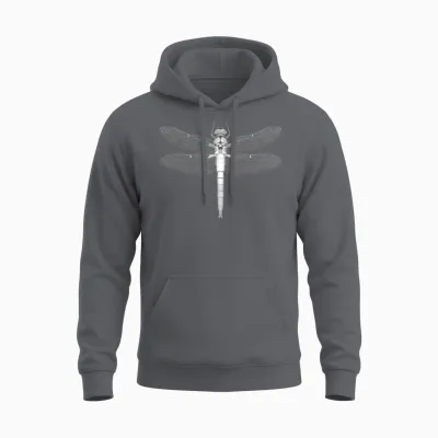 Dragonfly Insect Motif Wings Insects Dragonflies Unisex Hoodie - Charcoal