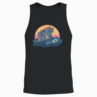 Retro 80s Unisex Tank Top - Black