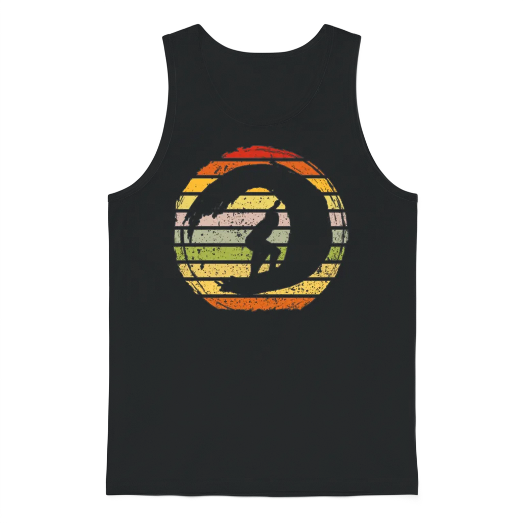 Retro Surfing Unisex Tank Top - Black
