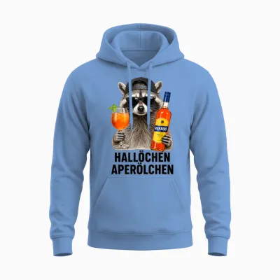 Waschbär Aperitif Hallöchen Aperölchen - Lustiges Waschbär Unisex Hoodie - Carolina Blue