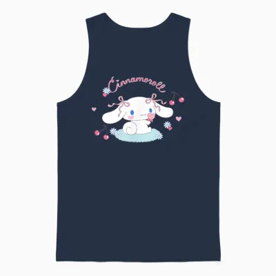 Sanrio Cinnamoroll Cherry Love Unisex T-Shirt, White, Small, Short Sleeve, Classic Fit, All Seasons Unisex Tank Top - Navy