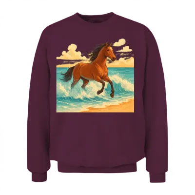 Majestic Horse Emerging from the Sea Unisex Sweatshirt - Maroon