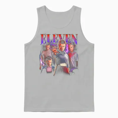 Stranger Things Eleven Heartthrob Officially Licensed Unisex Tank Top - Ash