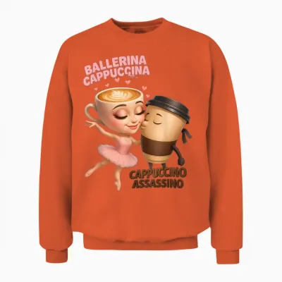 Italian Brainrot Ballerina Cappuccina Espresso Assassin Meme Unisex Sweatshirt - Orange