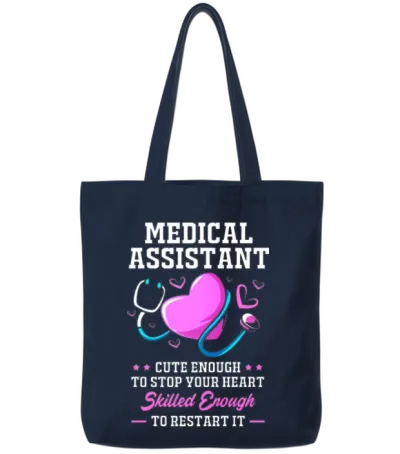 Enough to Stop Your Heart Funny Medical Assistant Tote Bags - Navy