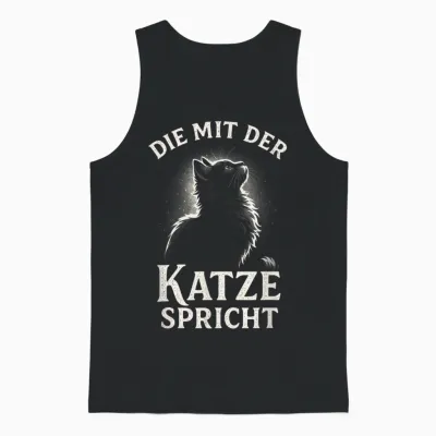 Die Mit Der Katze Spricht - Katzen Spruch Unisex Tank Top - Black