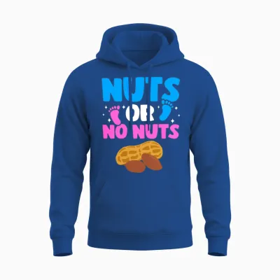 Funny Gender Reveal Nuts or No Nuts Baby Party Unisex Hoodie - Royal
