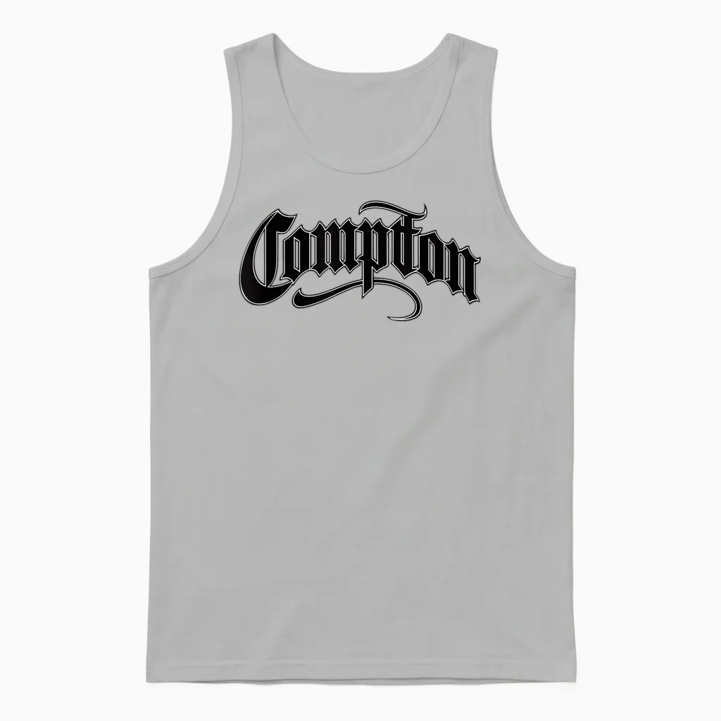 Compton West Coast Gangsta Rap White Style 04 T-Shirt, White, S Unisex Tank Top in Ash