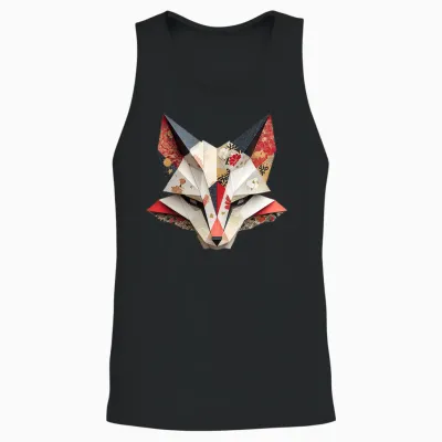 Kitsune Fuchsmaske Origami Japon Mythologie Inari Fuchs T-Shirt Haut De Gamme Unisex Tank Top - Black