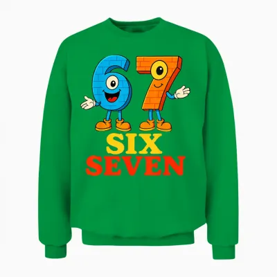 67 Six Seven 6-7 Funny Italian Brainrot Funny Game Meme For Unisex Sweatshirt - Irish Green