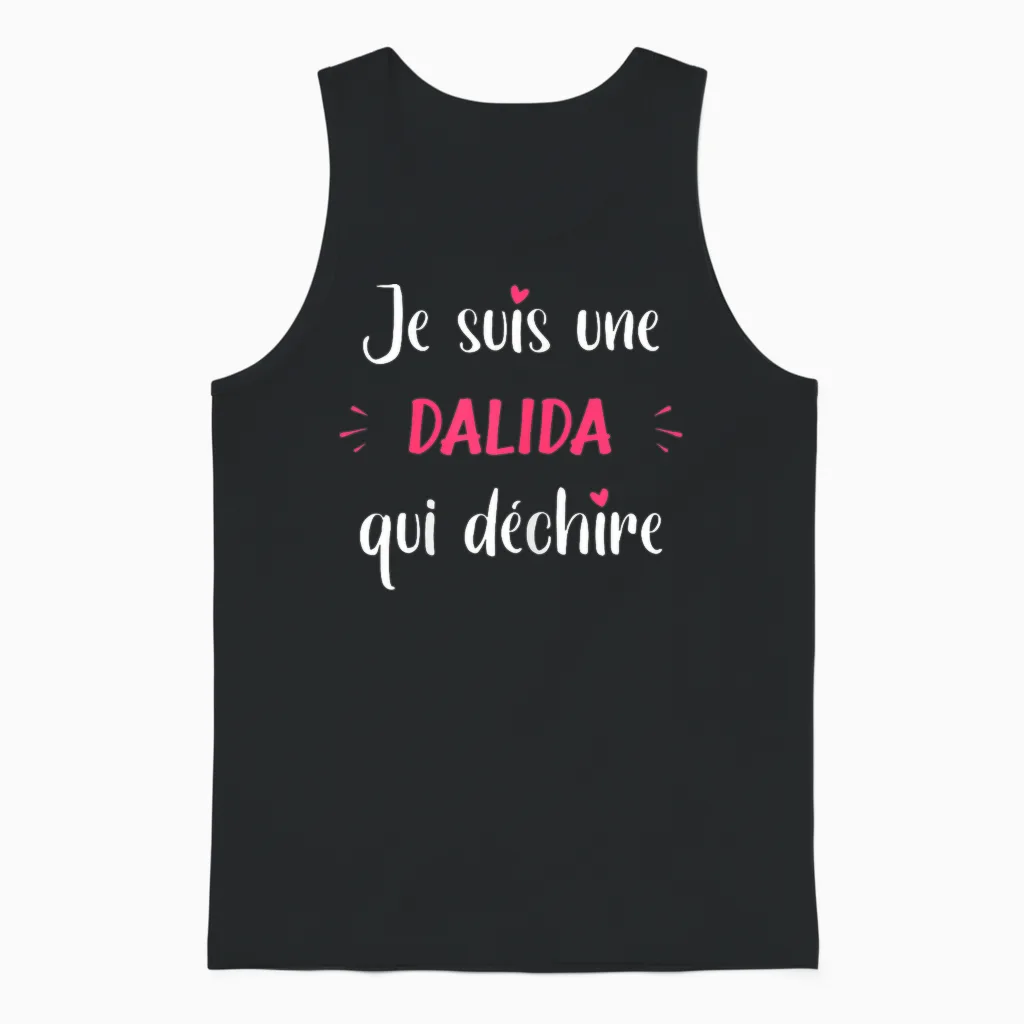 Woman I Am a Dalida That Tears Humor Dalida T-Shirt, Black Unisex Tank Top in Black