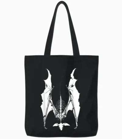 Grunge Horror Bat Pastel Goth Gothic Creepy Weirdcore Punk Tote Bags - Black