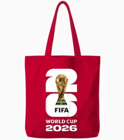 Kids Fifa World Cup26 Fifa Gold Trophy Tote Bags - Red