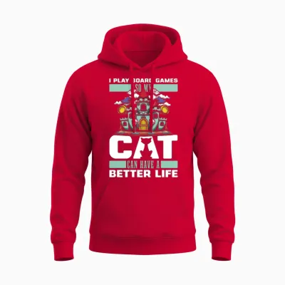 Board Games Cat Unisex Hoodie - Red