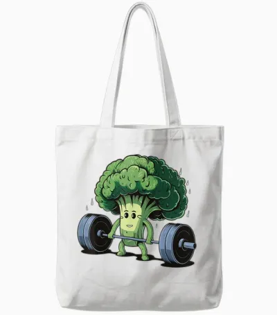Broccoli Weightlifting Workout Weightlifter Funny Tote Bags - White