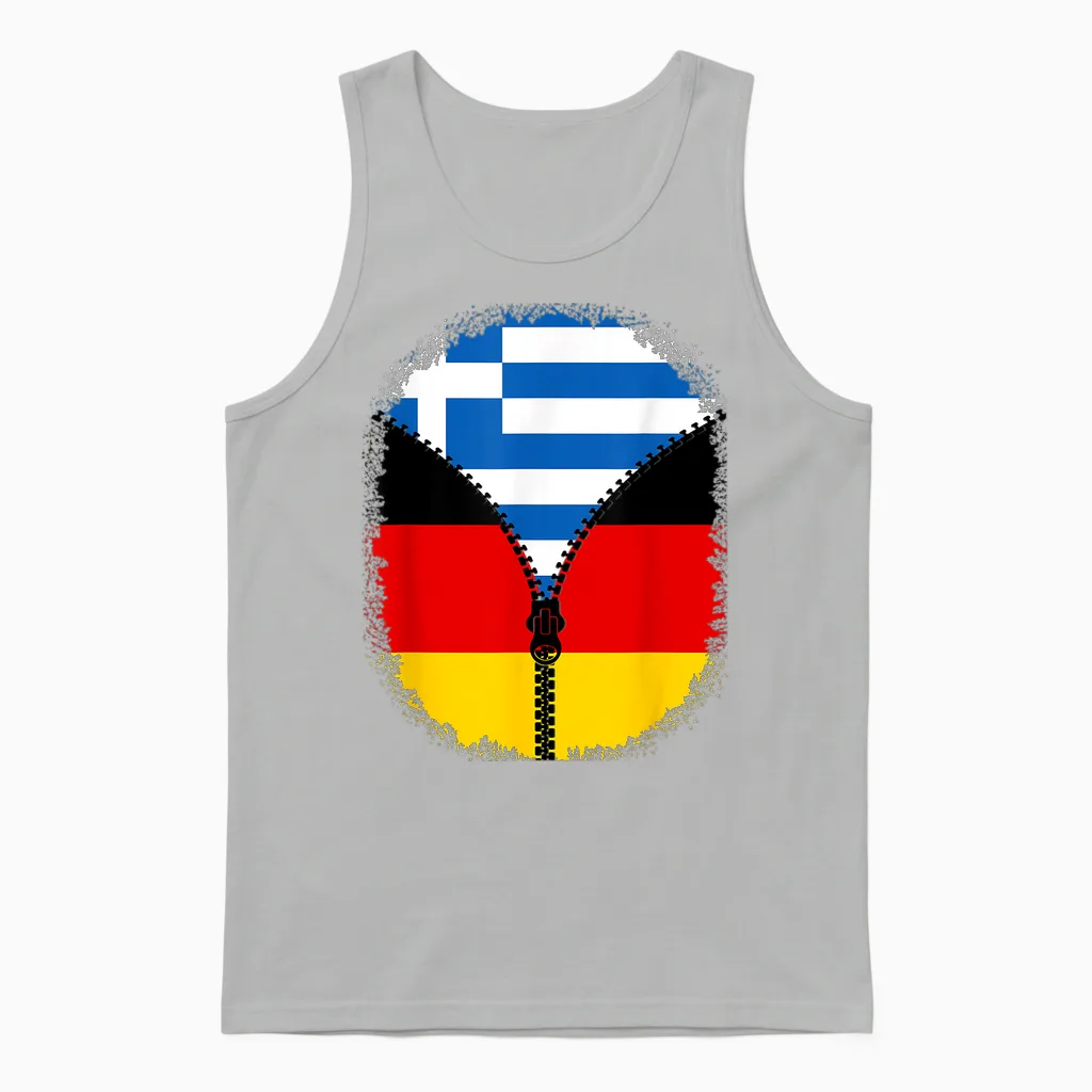 Griechenland Deutschland Flagge Griechisch Deutsch Reißverschluss Unisex Tank Top in Ash