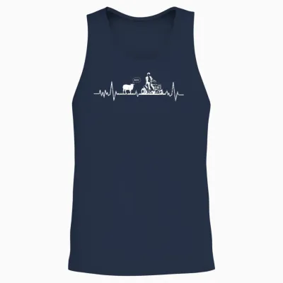 Rasenmäher Rasen Mähen Garten Schaf Herzschlag Spruch Unisex Tank Top - Navy