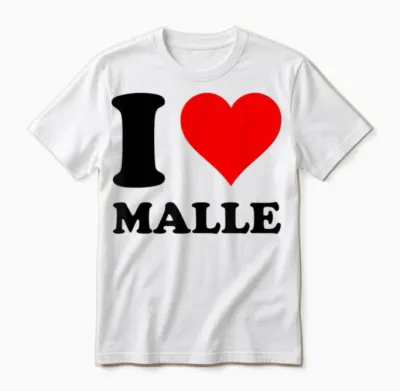 Red Heart I Love Malle T-Shirt, White Unisex T-Shirt - White