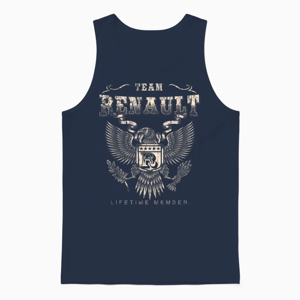 Renault Lifetime Team Member - Renault Name T-Shirt, Black Unisex Tank Top in Navy