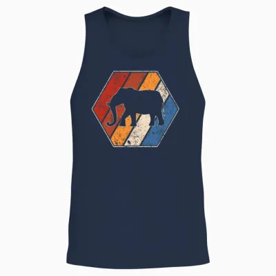 Elephant Retro Unisex Tank Top - Navy